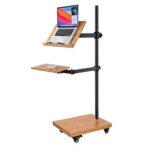 laptop stand for couch,wishacc rolling workstation stand cart desk for laptops, books, tablets, and art, made for sofa, bed, chair, or standing