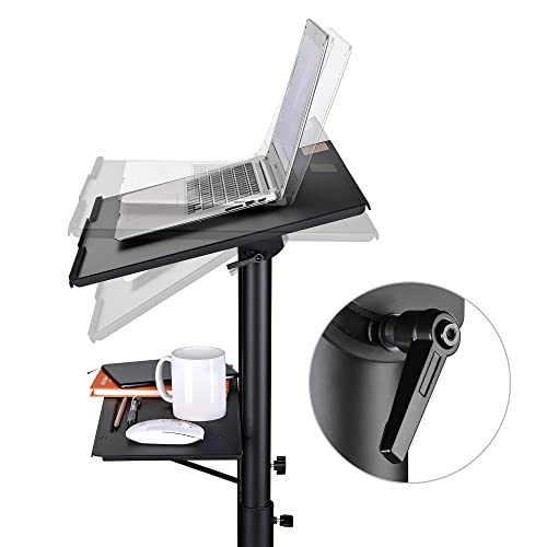 Yescom Mobile Podium Portable Rolling Lecterns Standing Laptop Cart Desk with Storage Tray Height Adjustable Classroom Home Office