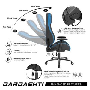 Atlantic Dardashti Gaming/Executive Chair –Molded Cold-Cure Foam, ANSI/BIFMA X5.1 Tested, Class-4 Heavy-Duty Gas Piston, 350 lbs. Weight Load, 8-Way Arm Rests, PN 78050355 – Black with Cobalt Blue