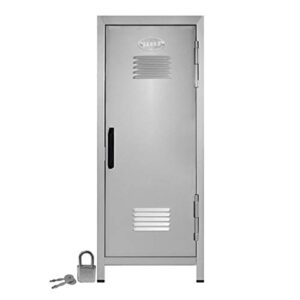mini locker with lock and key silver -10.75″ tall x 4.125″ x 4.125″