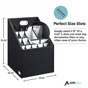 Adir Blueprint Storage Cabinet - Wooden Vertical Roll File Storage Organizer Station For More Organized Office (20 Slots Black)