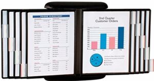 aidata fds022l e-z wall mount reference organizer, black, can display 20 pages of reference sheets, pockets swivel independently of the base to position pages where you want them