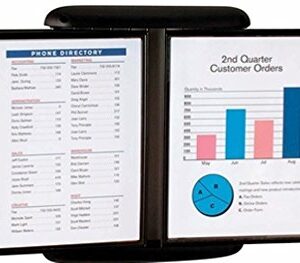 Aidata FDS022L E-Z Wall Mount Reference Organizer, Black, Can display 20 pages of reference sheets, Pockets swivel independently of the base to position pages where you want them