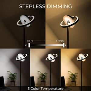 FIMEI Floor Lamp, LED Modern Floor Lamps Eye-Protecting Stepless Dimming and 3 Color Temperatures, Bright Standing Pole Light with Double Control System for Home and Office, Single Opening Design