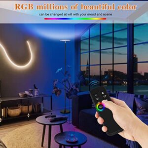 OZAPZ Led Bright Floor Lamp, RGB Corner Floor Lamp for Living Room, Led Lamp with Remote Control, Color Changing Standing Lamp, Dimmerable Torchiere Lamps, Music Sync,24W/1800lm Brightness