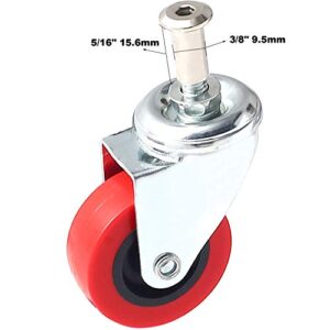 Heavy-Duty 2.5" Swivel Caster Wheels for Creeper, Cart, Stool - Post Mount