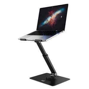 minthouz 360 rotating laptop stand for desk – aluminum laptop riser adjustable height up to 16.3 inch, ergonomic computer stand for all laptops 10-17 inch