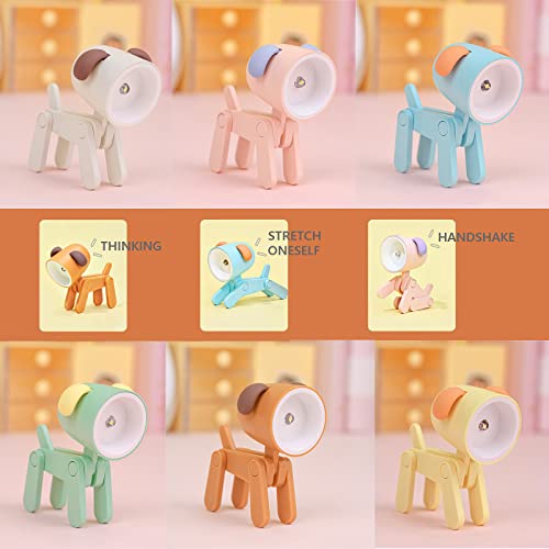 Galunt 6 PCS Mini Led Desk Lamp, Led Cute Night Light Adjustable Phone Stand Mini Dog Table Lamp Cute Small Phone Holder Desk Decor Dog Lamp, Eye-Protection