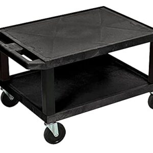 H Wilson Luxor 16"H AV Cart - Two Shelves - Black Legs