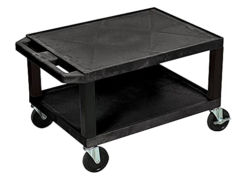 H Wilson Luxor 16"H AV Cart - Two Shelves - Black Legs