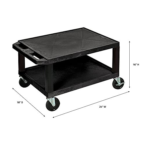 H Wilson Luxor 16"H AV Cart - Two Shelves - Black Legs