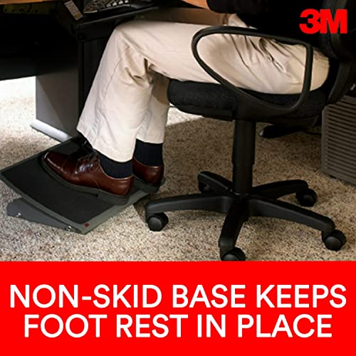 3M Foot Rest, Height and Tilt Adjustable, 22" Extra Wide Platform with Safety-Walk Slip Resistant Surface Provides Ample Room for Both Feet, Heavy Duty Steel Construction, Charcoal Gray (FR530CB)