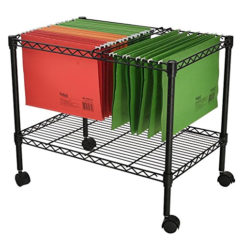 Finnhomy Premium 1-Tier Metal Rolling File Cart for Letter Size and Legal Size Folder, Black