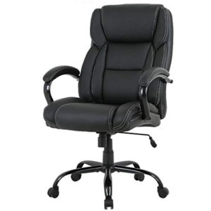 big and tall office chair 400lbs wide seat ergonomic office chair with lumbar support arms high back pu leather executive task computer chair,black