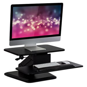 Mount-It! Sit Stand Desk Converter, Ergonomic Height Adjustable Tabletop Standing Desk, Gas Spring Compact Desk Riser MI-7916, Black Stand