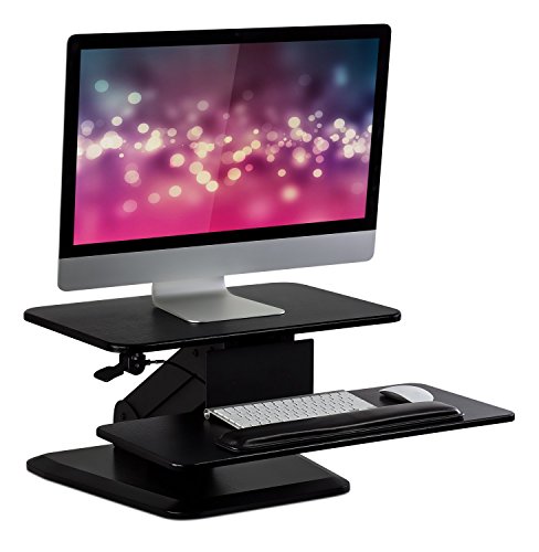 Mount-It! Sit Stand Desk Converter, Ergonomic Height Adjustable Tabletop Standing Desk, Gas Spring Compact Desk Riser MI-7916, Black Stand