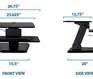 Mount-It! Sit Stand Desk Converter, Ergonomic Height Adjustable Tabletop Standing Desk, Gas Spring Compact Desk Riser MI-7916, Black Stand