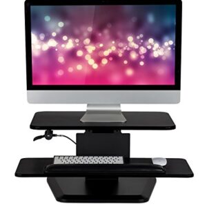 Mount-It! Sit Stand Desk Converter, Ergonomic Height Adjustable Tabletop Standing Desk, Gas Spring Compact Desk Riser MI-7916, Black Stand