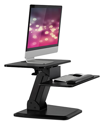 Mount-It! Sit Stand Desk Converter, Ergonomic Height Adjustable Tabletop Standing Desk, Gas Spring Compact Desk Riser MI-7916, Black Stand