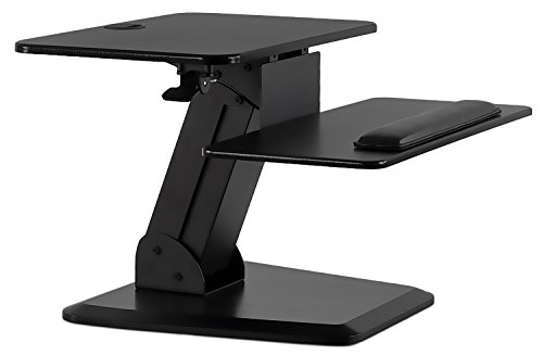 Mount-It! Sit Stand Desk Converter, Ergonomic Height Adjustable Tabletop Standing Desk, Gas Spring Compact Desk Riser MI-7916, Black Stand