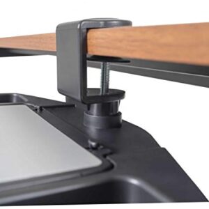 Stand Up Desk Store Clamp On 360 Degrees Swivel Out Mouse Tray with Storage for Desks and Tables Up to 1.5" Thick