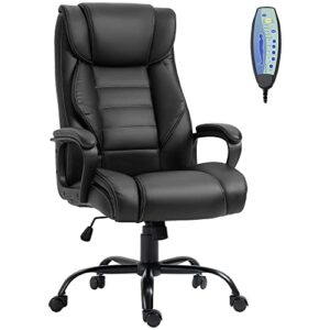 vinsetto ergonomic massage office chair, high back executive desk chair with 6-point vibration, adjustable height, swivel seat and rocking function, black