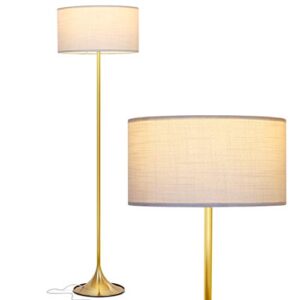 brightech quinn led floor lamp, modern lamp for living rooms & offices, mid-century modern standing lamp, tall lamp with heavy base for bedroom reading, great living room décor lamps – brass/gold