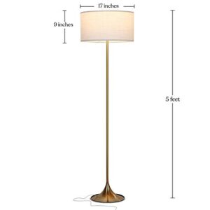 Brightech Quinn LED Floor Lamp, Modern Lamp for Living Rooms & Offices, Mid-Century Modern Standing Lamp, Tall Lamp with Heavy Base for Bedroom Reading, Great Living Room Décor Lamps – Brass/Gold