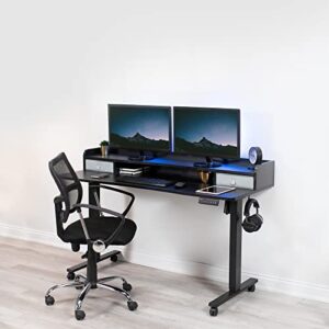 VIVO Electric 2-Tier Height Adjustable 60 x 24 inch Stand Up Desk, Mobile Table with Storage Drawers, Standing Workstation with Memory Controller, Casters, Dark Walnut Top, Black Frame, DESK-E-Y60SD