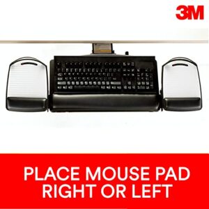 3M Keyboard Tray With Adjustable Keyboard And Mouse Platforms, Turn Knob To Adjust Height And Tilt, Swivels And Stores Under Desk, Gel Wrist Rest And Precise Mouse Pad, 17.75" Track, Black (AKT80LE)