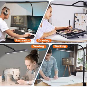 Aunkazey Led Desk Lamp,37.4" Wide Architect Clamp Desk Lamps for Home Office,30W Brightest Led Workbench Desk Light,3 Modes and 5 Dimmable Brightness Task Desk Lamp for Monitor Studio Reading