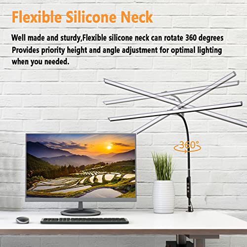 Aunkazey Led Desk Lamp,37.4" Wide Architect Clamp Desk Lamps for Home Office,30W Brightest Led Workbench Desk Light,3 Modes and 5 Dimmable Brightness Task Desk Lamp for Monitor Studio Reading