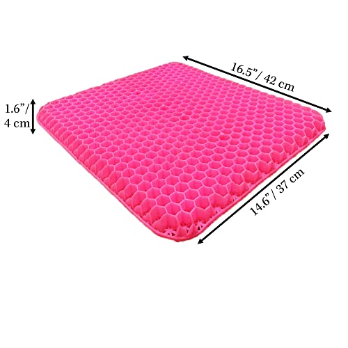 Pain Relief Pressure Gel Seat Cushion for Back, Tailbone, Sciatica, Coccyx Pain – Long Sitting in Office & Gaming Chairs, Wheelchair, Driving Cars and Truck (Pink)