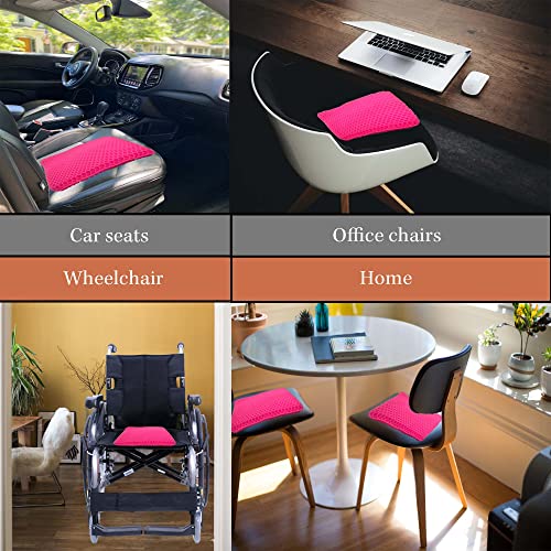 Pain Relief Pressure Gel Seat Cushion for Back, Tailbone, Sciatica, Coccyx Pain – Long Sitting in Office & Gaming Chairs, Wheelchair, Driving Cars and Truck (Pink)