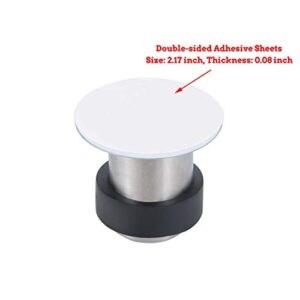 TPOHH Stainless Steel Cylindrical Floor Mount Door Stop, Double-Sided Adhesive Sheets No Need to Drill, Brushed Silver Finish 1-7/8" Height