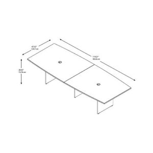 Bush Business Furniture 120W x 48D Boat Shaped Conference Table with Wood Base in Hansen Cherry