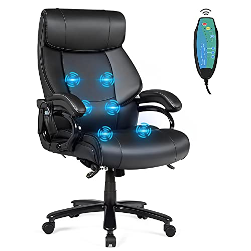 POWERSTONE Big & Tall Office Chair 500lbs Ergonomic Massage Office Chairs PU Leather Computer Chair Adjustable Large Executive Chair with Lumbar Support Armrest Swivel Rolling Chair