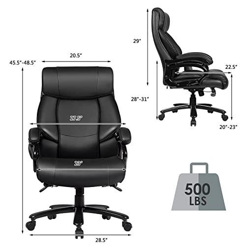 POWERSTONE Big & Tall Office Chair 500lbs Ergonomic Massage Office Chairs PU Leather Computer Chair Adjustable Large Executive Chair with Lumbar Support Armrest Swivel Rolling Chair