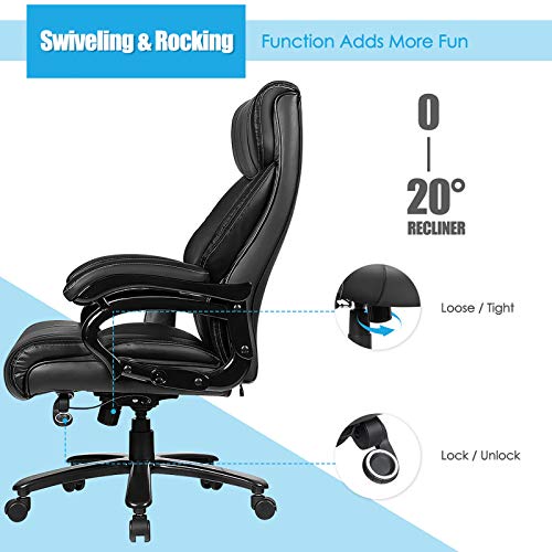 POWERSTONE Big & Tall Office Chair 500lbs Ergonomic Massage Office Chairs PU Leather Computer Chair Adjustable Large Executive Chair with Lumbar Support Armrest Swivel Rolling Chair