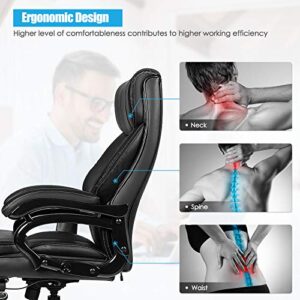 POWERSTONE Big & Tall Office Chair 500lbs Ergonomic Massage Office Chairs PU Leather Computer Chair Adjustable Large Executive Chair with Lumbar Support Armrest Swivel Rolling Chair