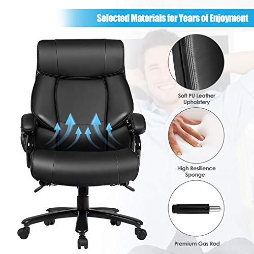 POWERSTONE Big & Tall Office Chair 500lbs Ergonomic Massage Office Chairs PU Leather Computer Chair Adjustable Large Executive Chair with Lumbar Support Armrest Swivel Rolling Chair