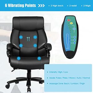 POWERSTONE Big & Tall Office Chair 500lbs Ergonomic Massage Office Chairs PU Leather Computer Chair Adjustable Large Executive Chair with Lumbar Support Armrest Swivel Rolling Chair