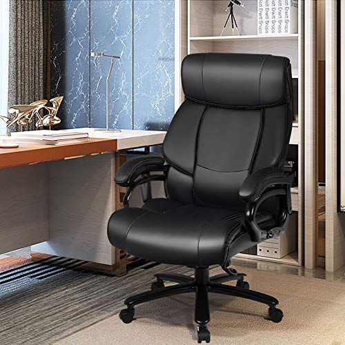 POWERSTONE Big & Tall Office Chair 500lbs Ergonomic Massage Office Chairs PU Leather Computer Chair Adjustable Large Executive Chair with Lumbar Support Armrest Swivel Rolling Chair