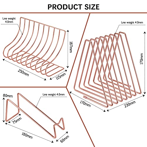 Fameskey Book Sorter Organizer Metal Wire Desk File Sorter Accessories Set, 9 Slot Adjustable Triangle Display Folder Stand, Magazine File Holder, Red Wine Shelf, for Home Office - Gold