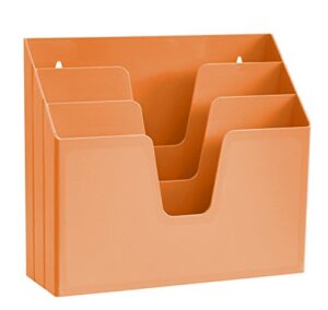 acrimet horizontal triple file folder holder organizer (orange citrus color)