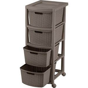 rimax 10433 four drawer rolling cart in mocca