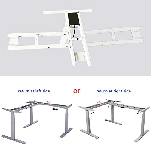 VWINDESK VJ301 L Shaped Electric Height Adjustable Standing Corner Desk Frame Only W/Triple Motor, Ergonomic Sit Stand Up Height Adjustable Steel Base with Digital Memory Keypad (Black)