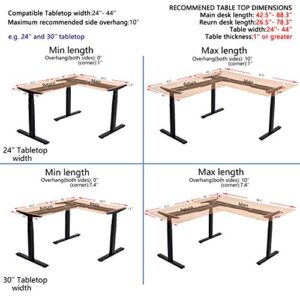 VWINDESK VJ301 L Shaped Electric Height Adjustable Standing Corner Desk Frame Only W/Triple Motor, Ergonomic Sit Stand Up Height Adjustable Steel Base with Digital Memory Keypad (Black)