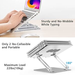 Laptop Stand for Desk, EPN Ergonomic Aluminum Alloy Laptop Holder Adjustable Height Computer Stand Notebook Riser Compatible with MacBook Pro Air, Dell, HP, Lenovo, Samsung More 9-16" Laptops-Silver