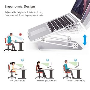 Laptop Stand for Desk, EPN Ergonomic Aluminum Alloy Laptop Holder Adjustable Height Computer Stand Notebook Riser Compatible with MacBook Pro Air, Dell, HP, Lenovo, Samsung More 9-16" Laptops-Silver